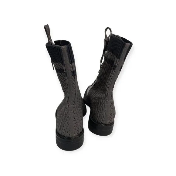 Charles & Keith Faux Leather Woven Boots SZ 36  Brown High Lace Up Boots - Picture 5 of 12